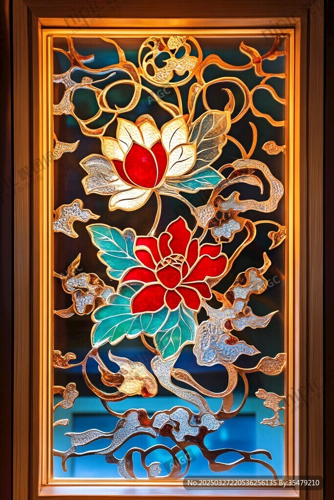 中式精美花卉鏤空雕花裝飾
