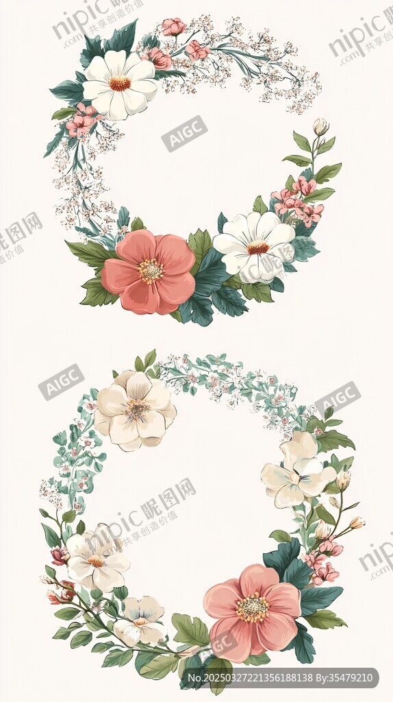 花卉花環(huán)裝飾圖案設(shè)計