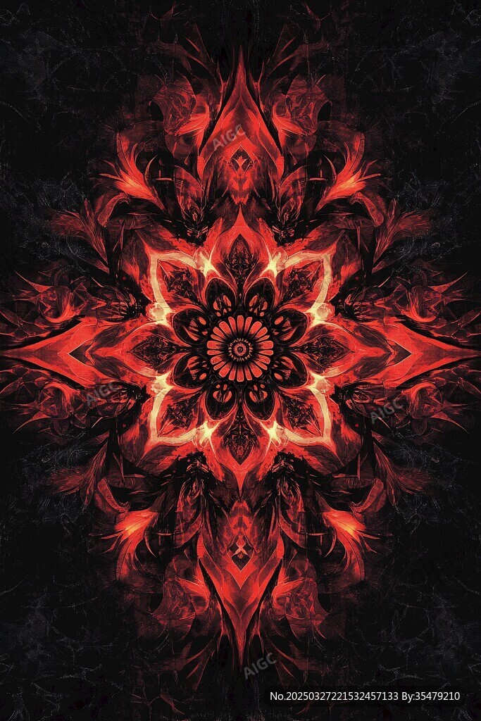 紅色神秘炫彩曼陀羅圖案