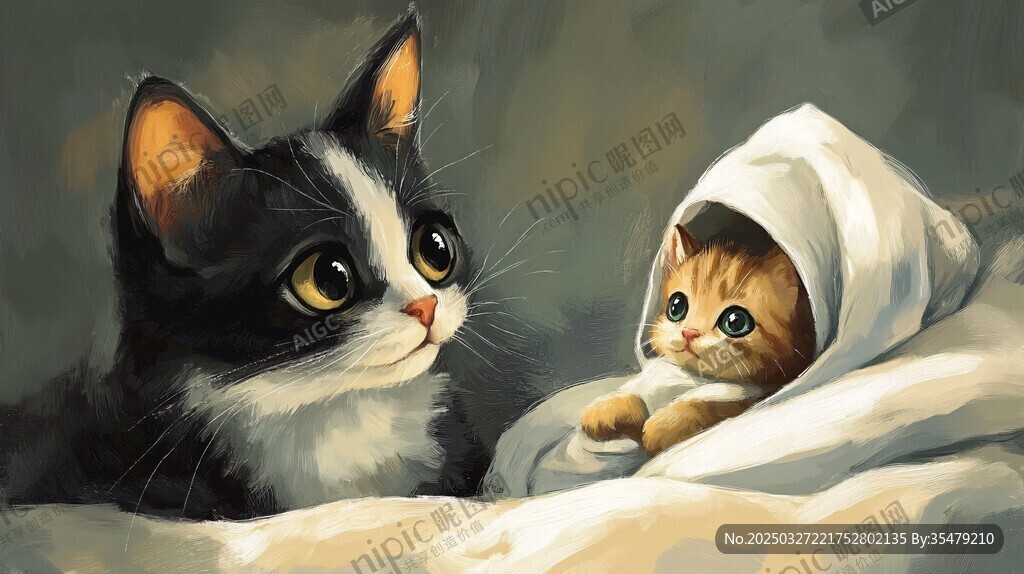 大貓小貓親昵溫馨時刻