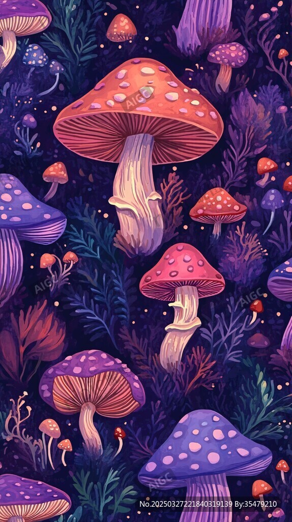 夢幻蘑菇森林插畫