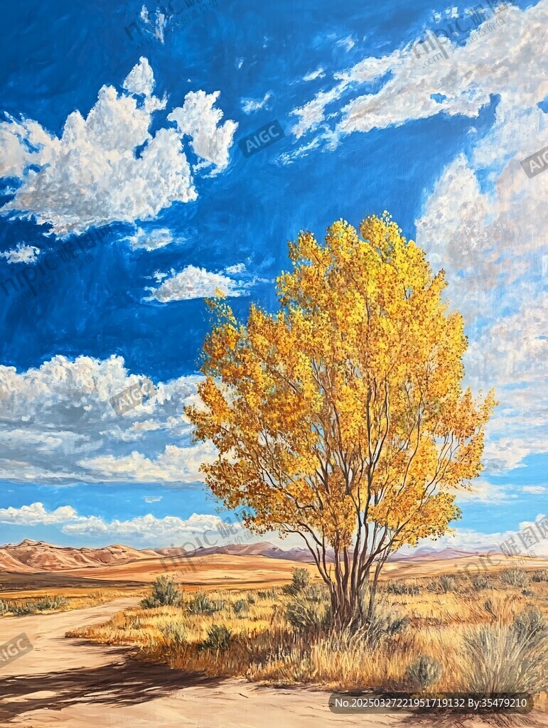 曠野孤樹繪就秋日美景