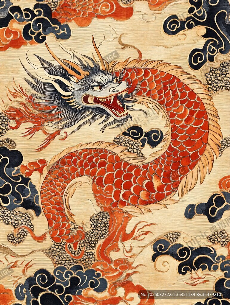 中式傳統(tǒng)龍紋精美畫作