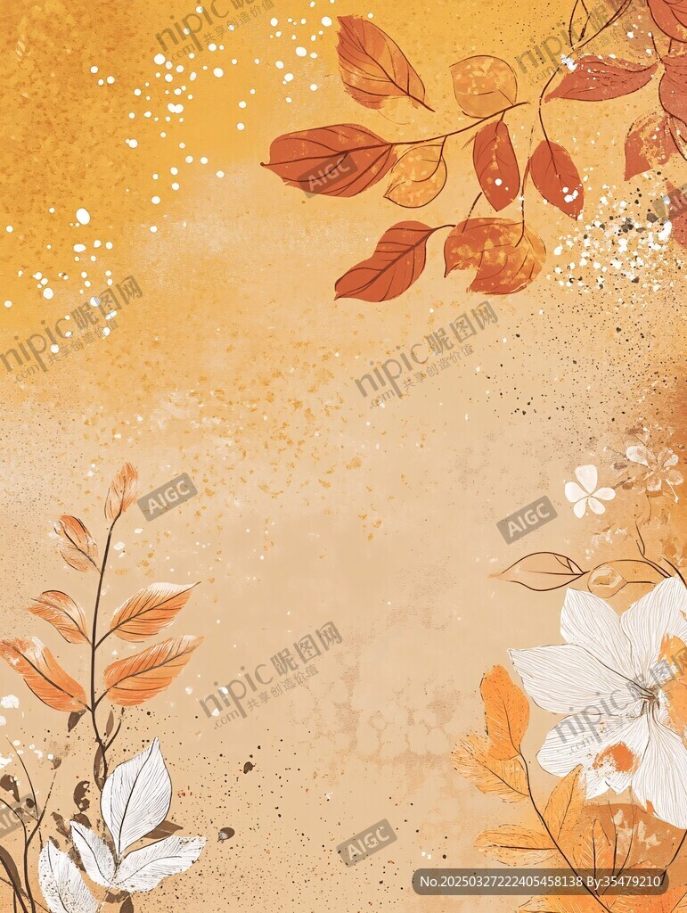 秋日花卉枝葉背景圖