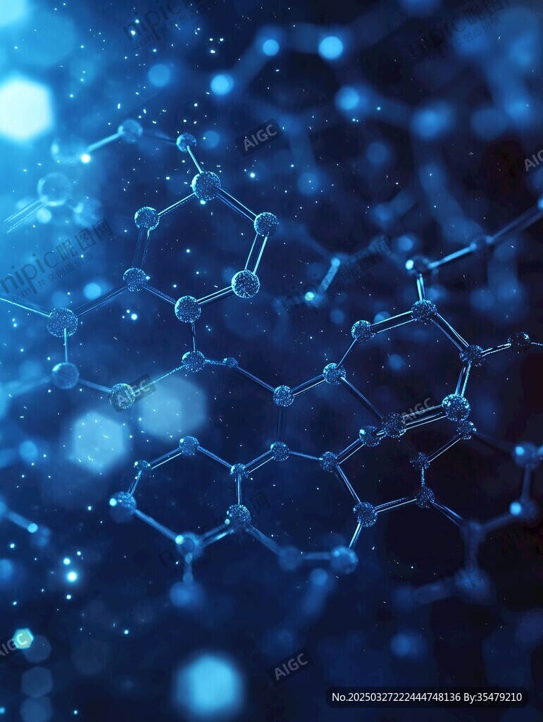 藍色分子結構科技背景圖