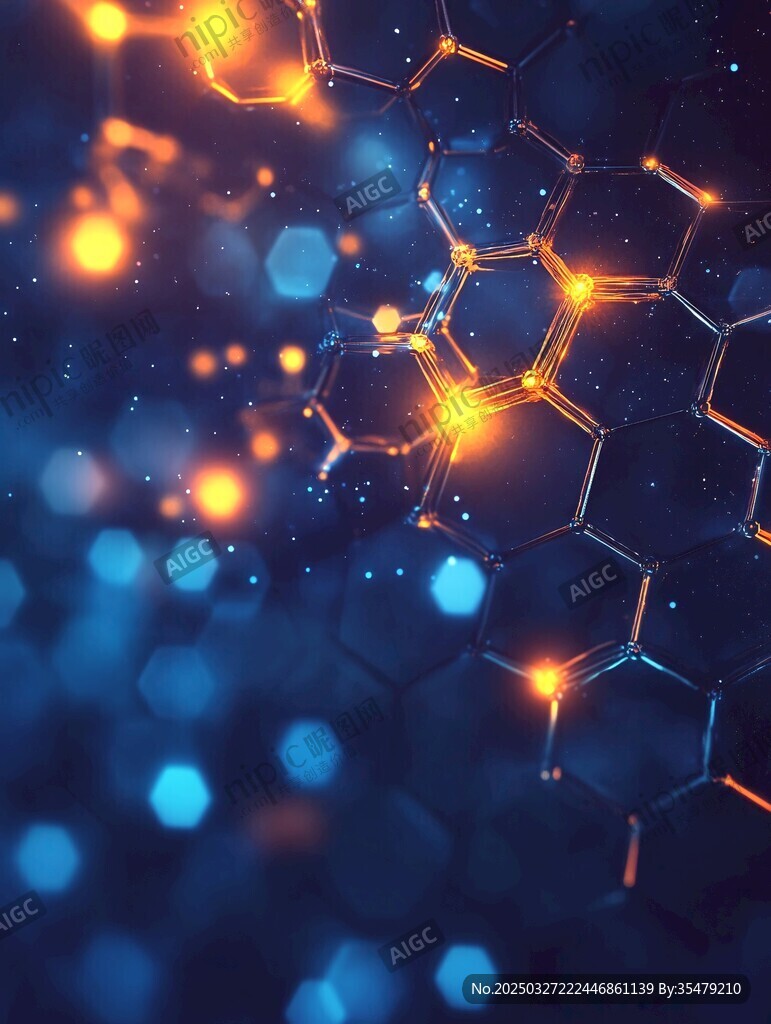 科技感六邊形分子結構背景