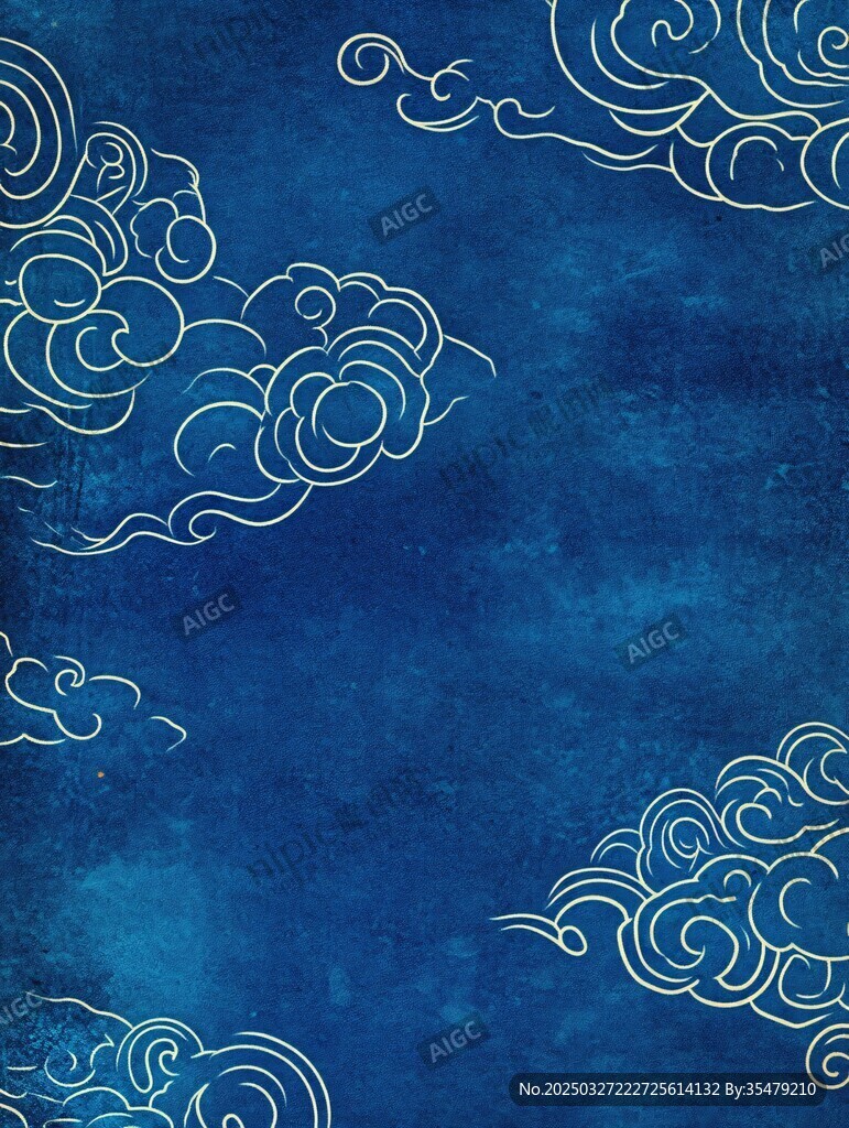 藍色祥云中式紋理背景圖