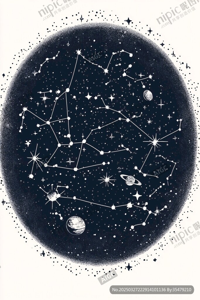 夢(mèng)幻星空星座行星圖案