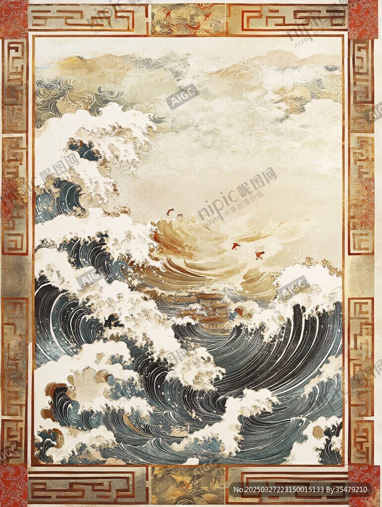 中式海浪圖 盡顯磅礴氣勢(shì)