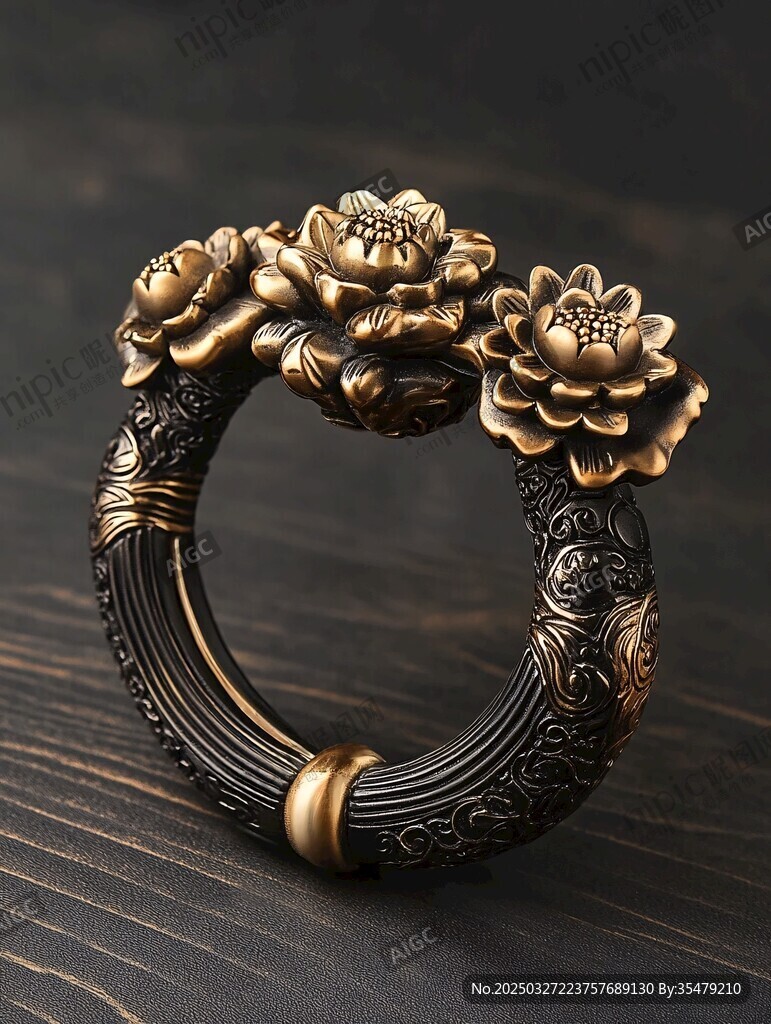復(fù)古雕花金飾手鐲