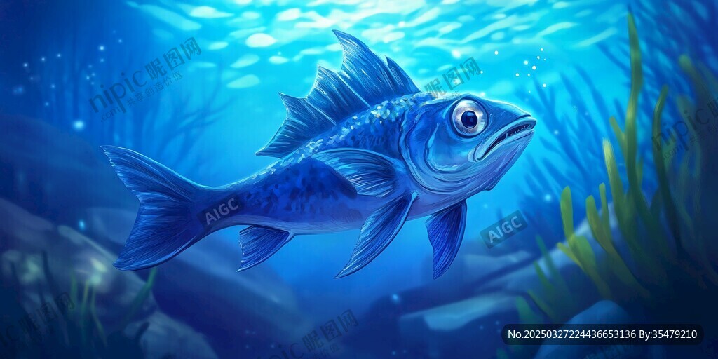 深海藍魚悠游夢幻海底