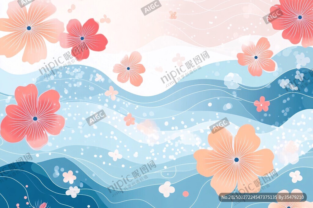 花海浪涌插畫