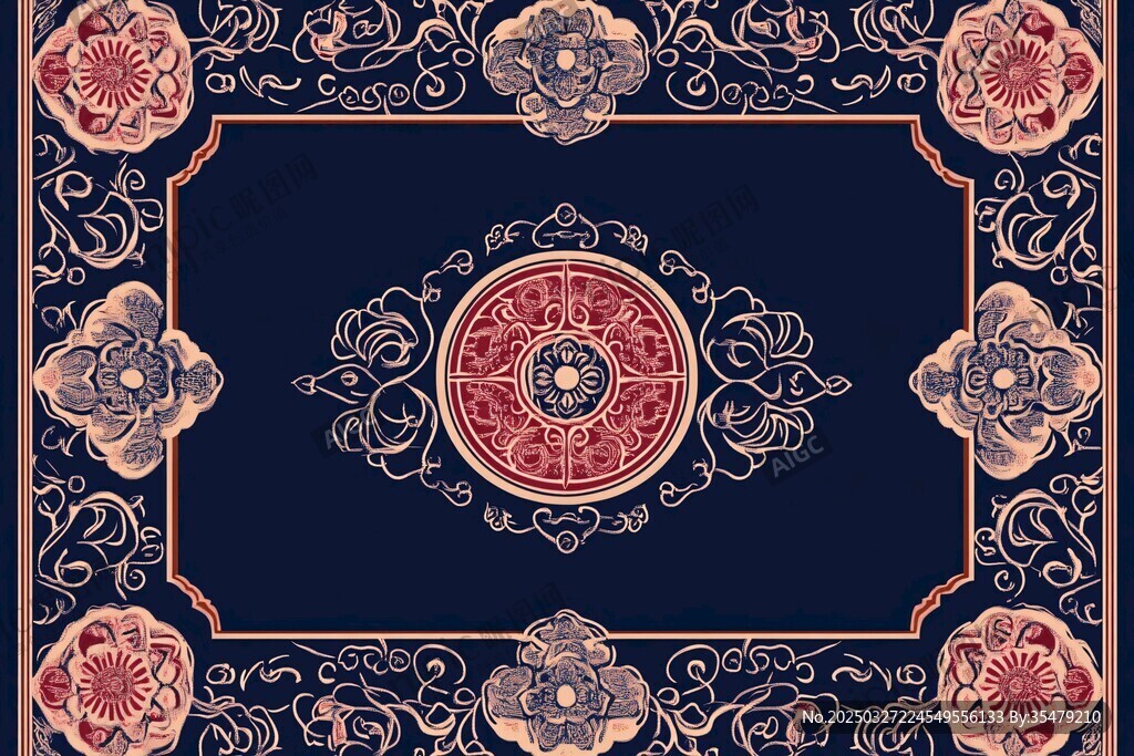 中式古典花紋邊框圖案