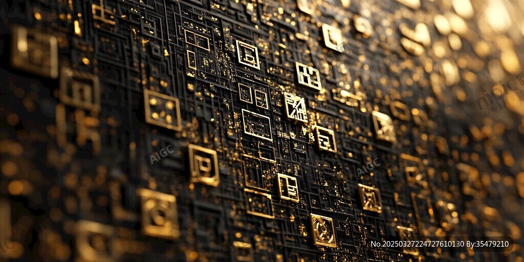 科技感黑金芯片微觀世界