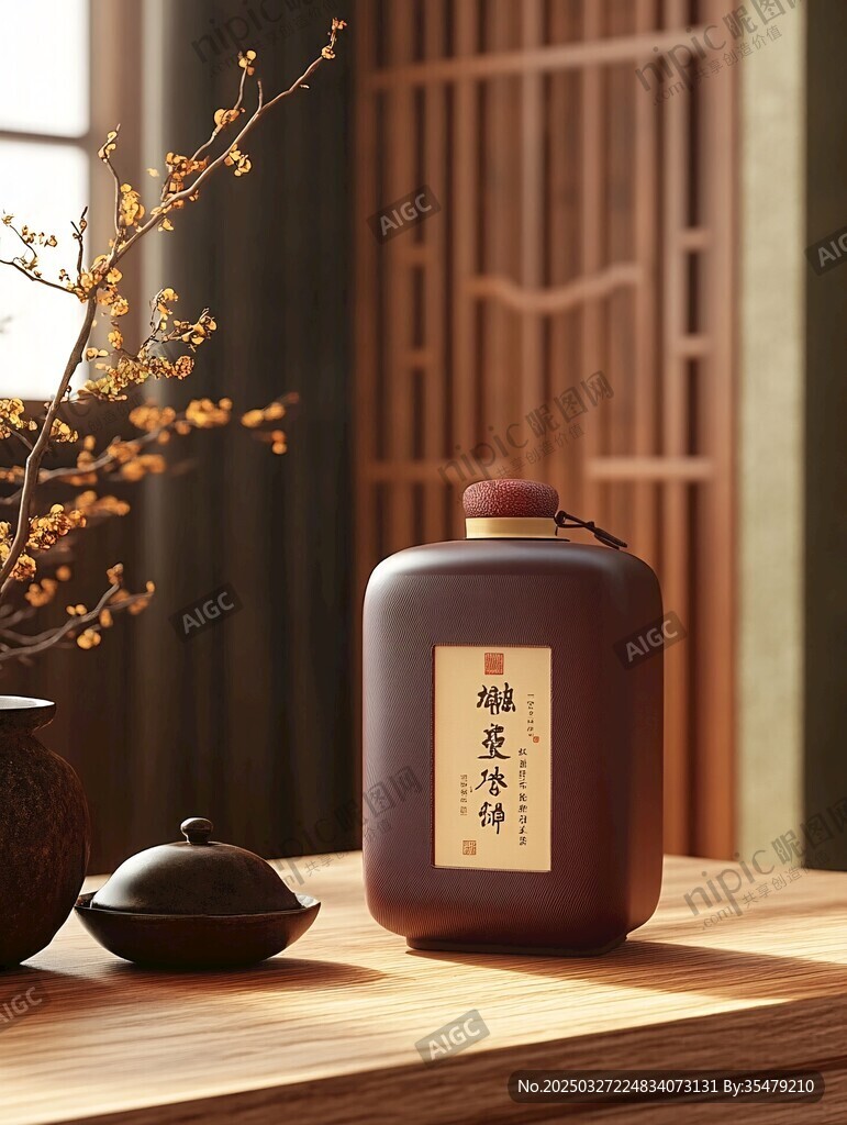 中式典雅茶器與古樸酒瓶
