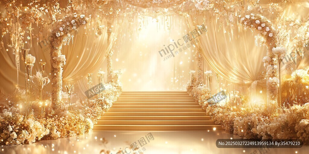 金色夢(mèng)幻婚禮浪漫儀式場(chǎng)景