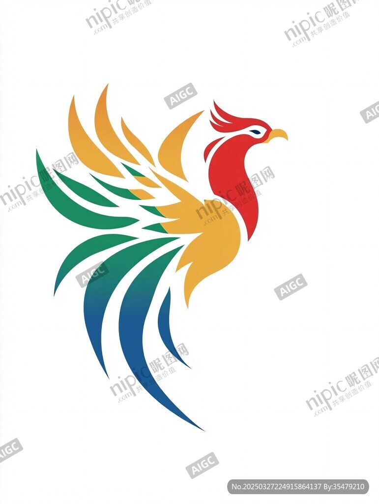 彩色鳳凰標志圖案