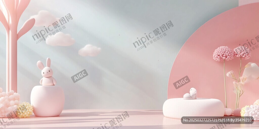 夢(mèng)幻粉色系萌趣擺件場(chǎng)景