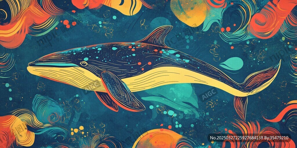 夢(mèng)幻海洋中的多彩鯨魚(yú)