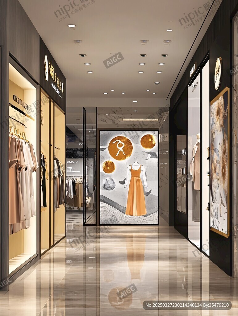 時尚女裝店內(nèi)部精致場景