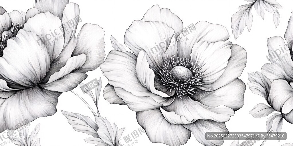 黑白花卉圖案