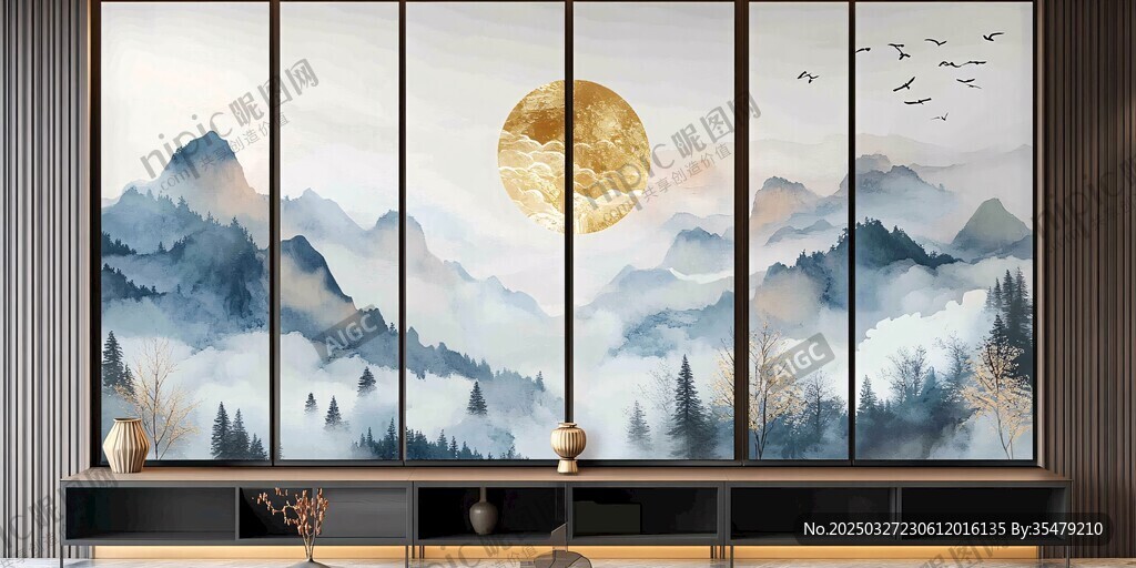 中式山水背景墻 意境悠遠(yuǎn)