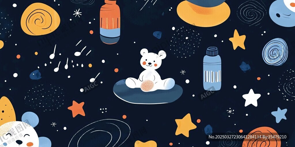 可愛小熊的夢幻星空世界
