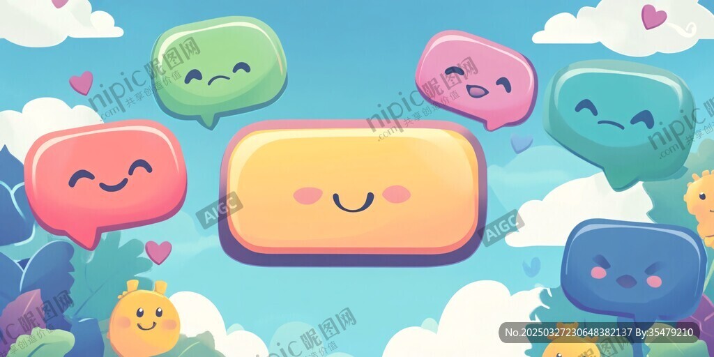 可愛(ài)表情氣泡的歡樂(lè)場(chǎng)景