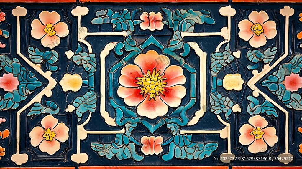 中式古典花卉紋飾圖案