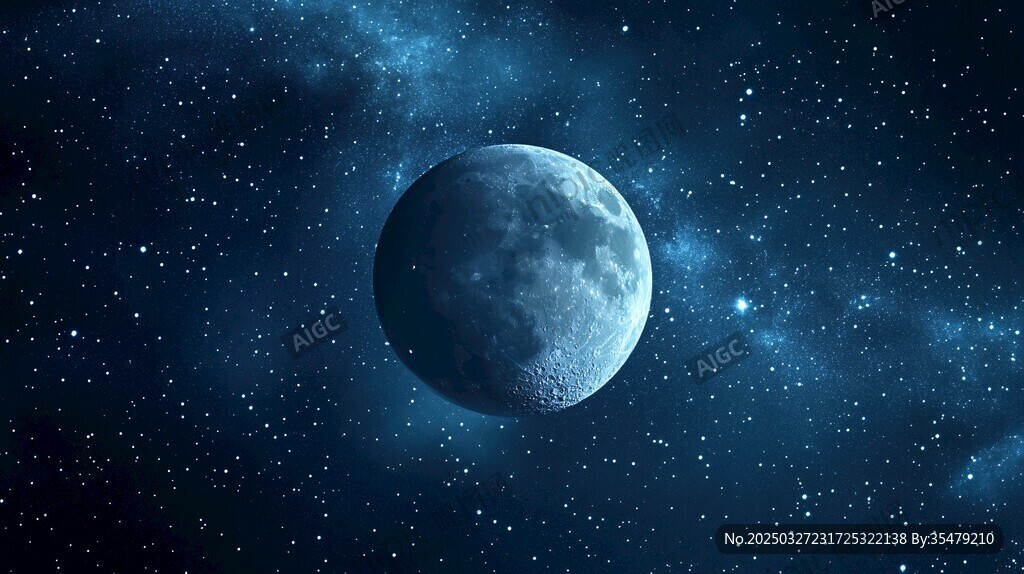 夜空中的明月與璀璨繁星