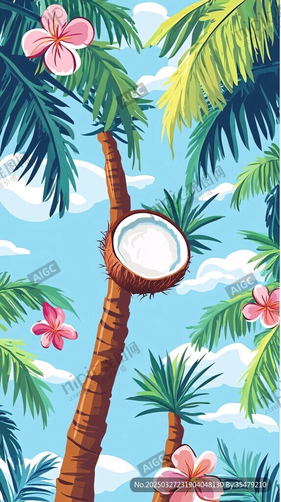 夏日椰林風(fēng)情插畫
