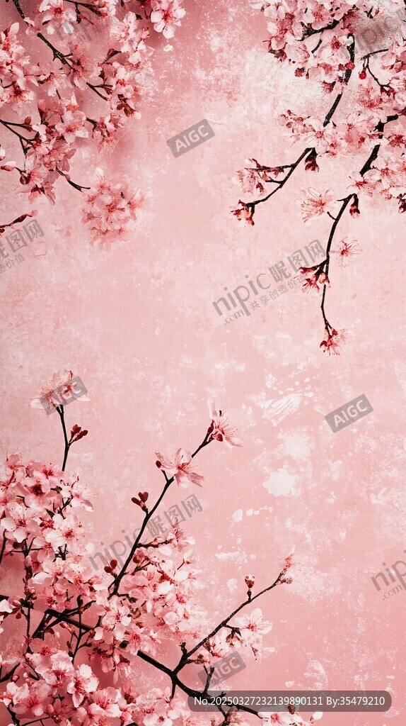 粉色爛漫櫻花背景圖