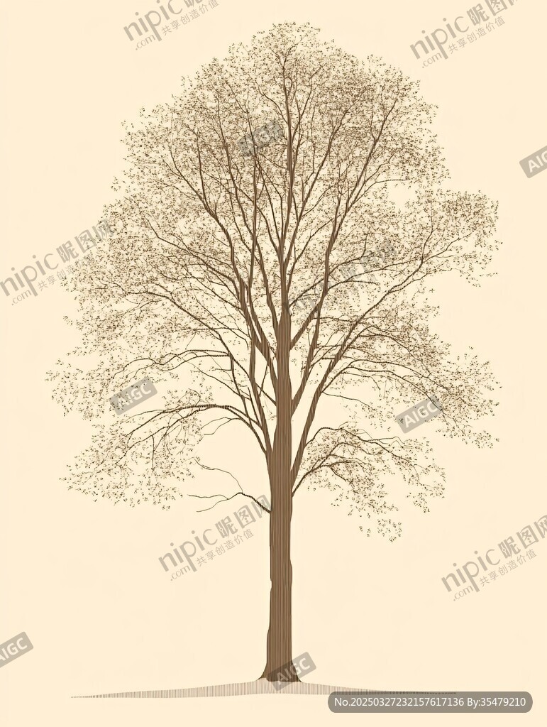 簡約風(fēng)格單棵樹木插畫