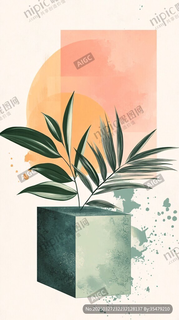綠植盆栽 簡約藝術(shù)插畫