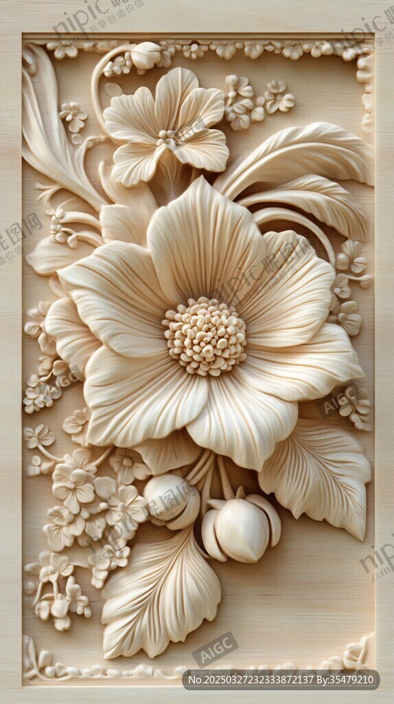 立體花卉木雕藝術(shù)作品