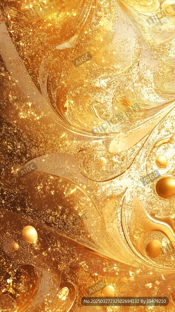 夢幻金色流體紋理背景