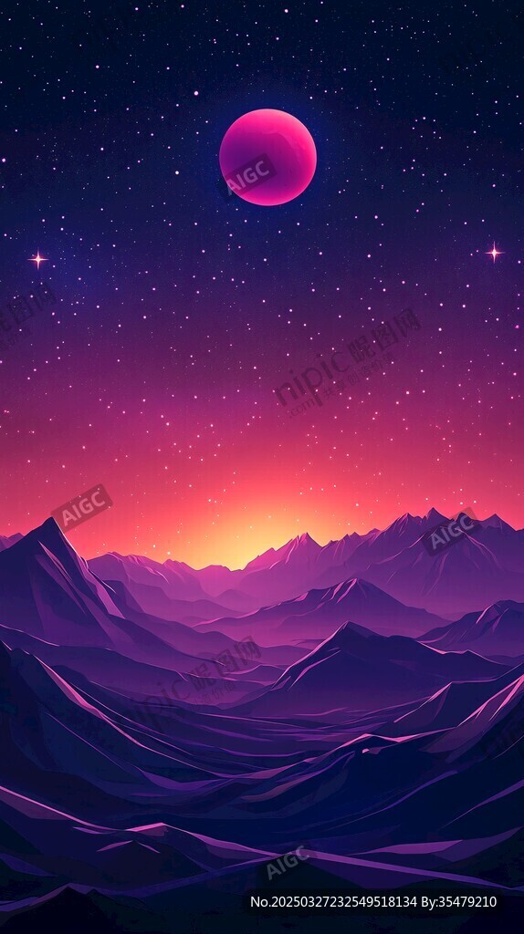 夢(mèng)幻星空下的壯麗山脈