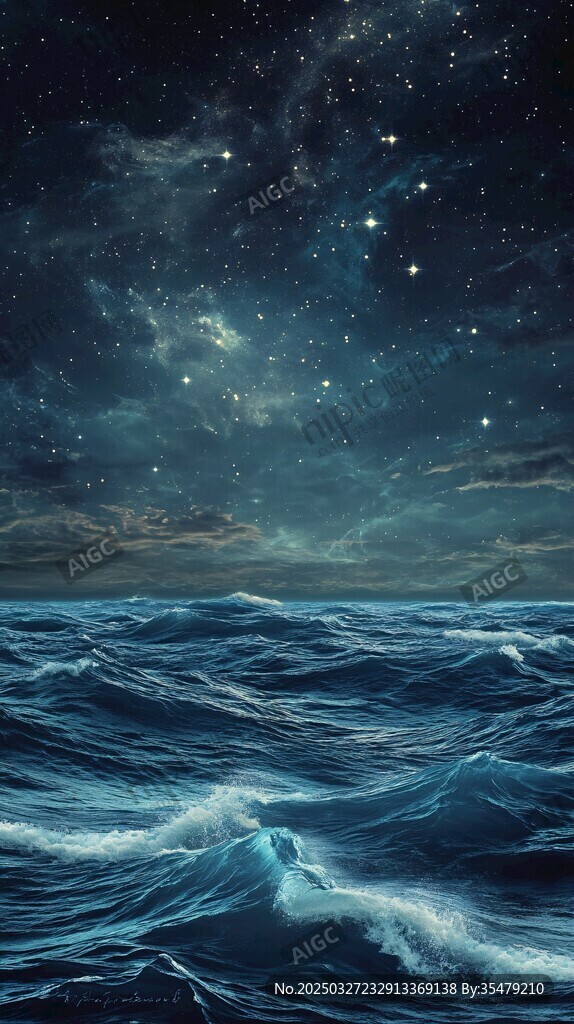星空下的浩瀚波濤