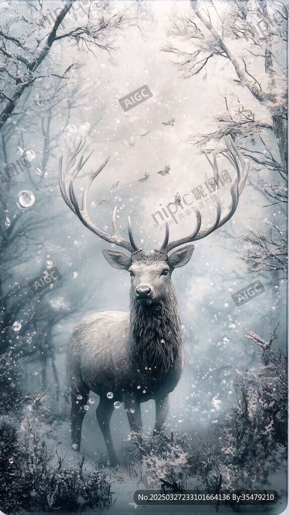 雪林神鹿 夢幻自然景象