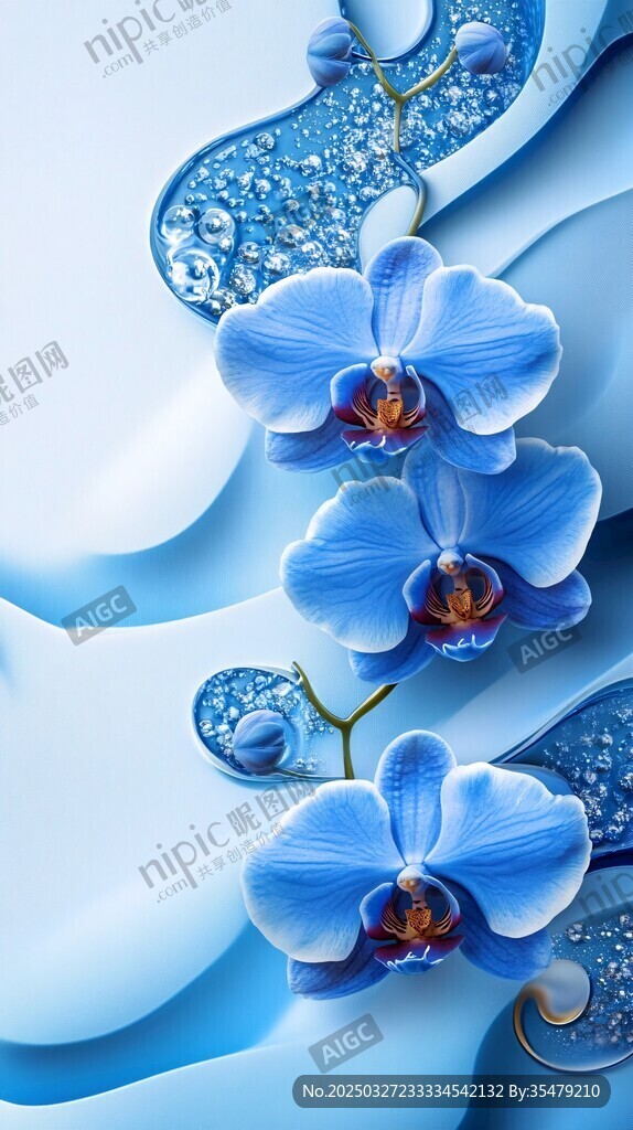 夢(mèng)幻藍(lán)蝶蘭 水滴伴柔波