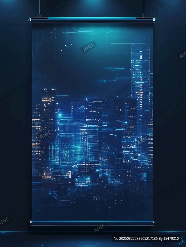 科技感城市夜景卷軸畫(huà)面