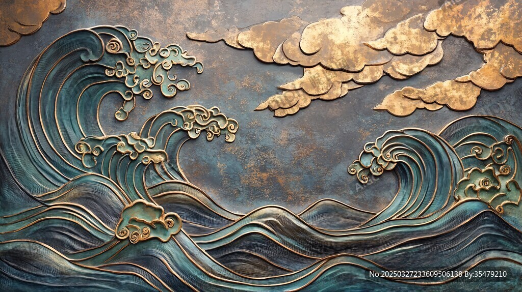 中式海浪云紋浮雕藝術(shù)