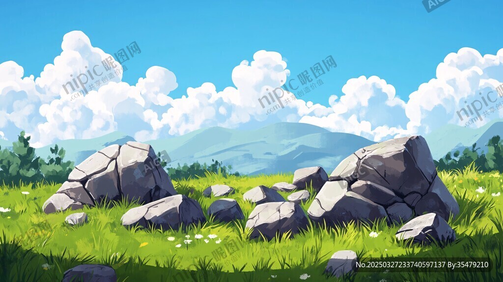 原野中的巨石與美麗風景