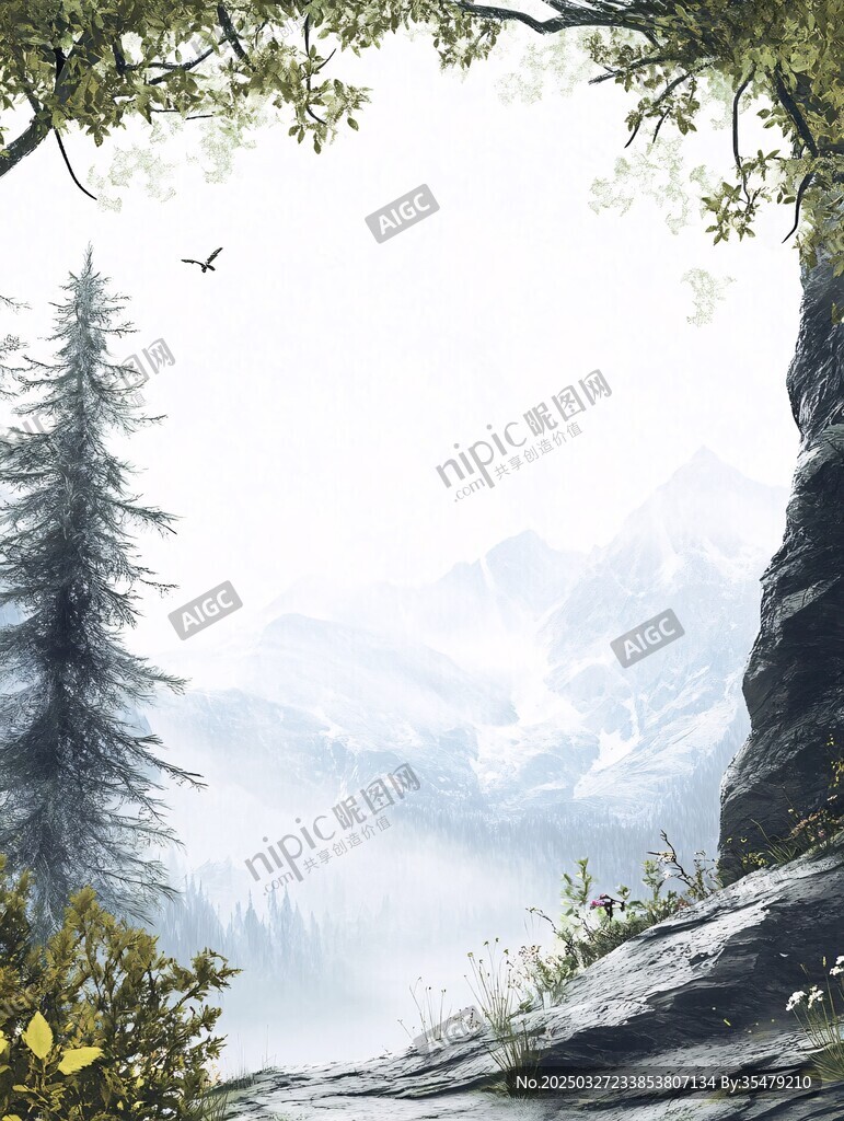 山林間的靜謐自然之景