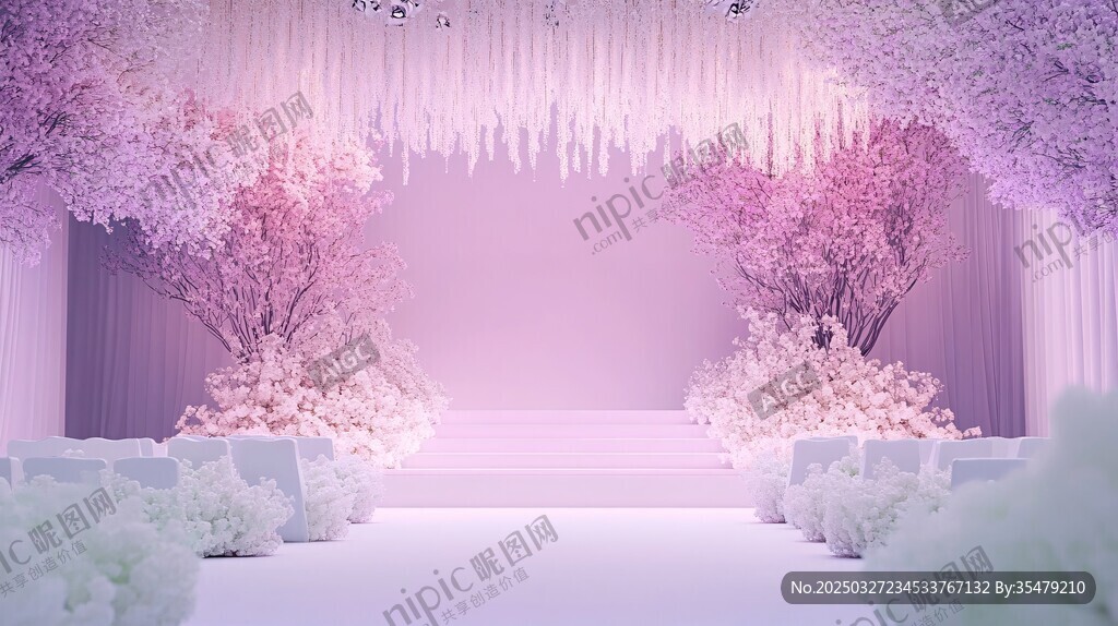 夢(mèng)幻粉紫色系浪漫婚禮場(chǎng)景