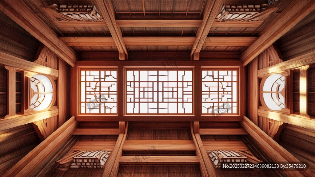中式古建內部木質窗欞之美
