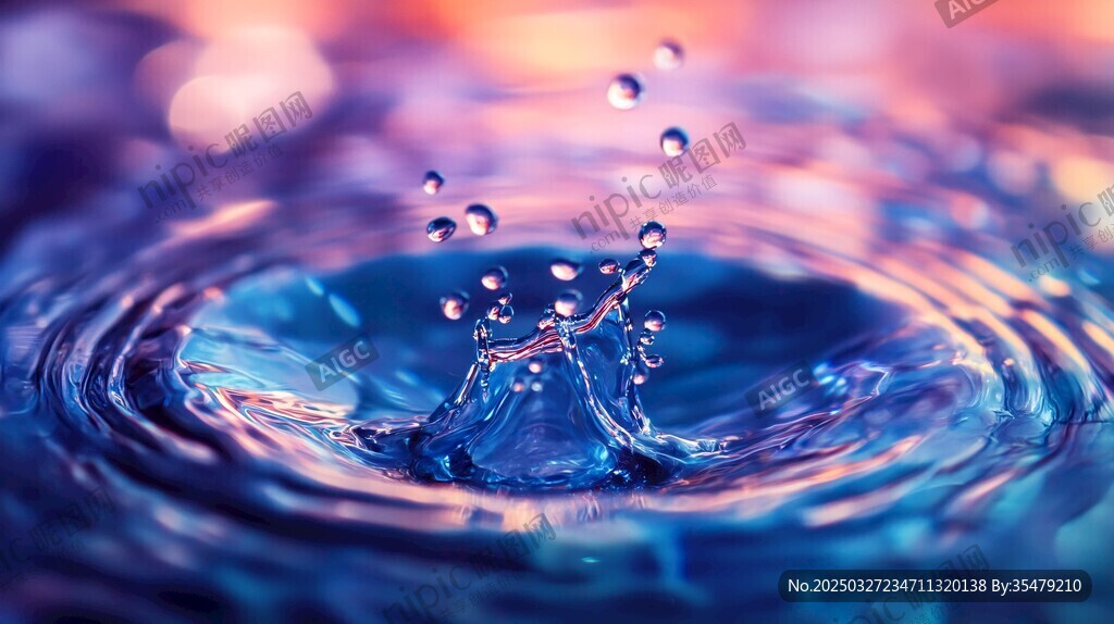 水滴落水面的夢(mèng)幻瞬間