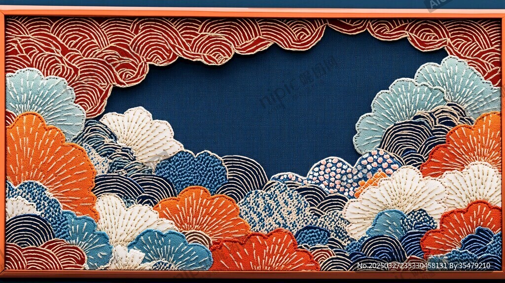 中式云紋邊框背景圖