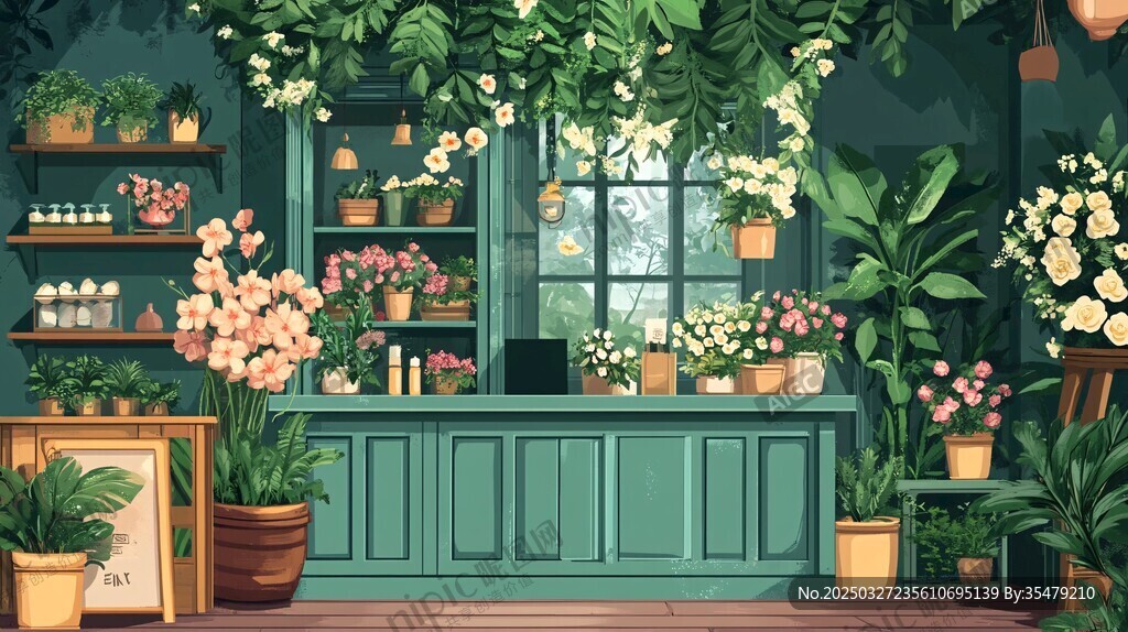 溫馨綠植花店室內(nèi)景致