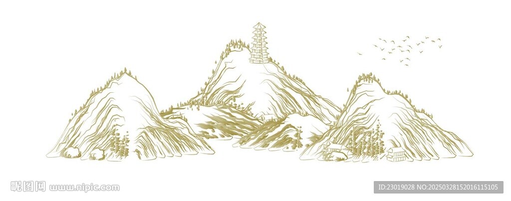 線條山水浮雕